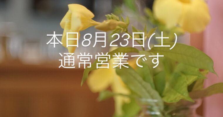 本日8月23日(土)通常営業です。