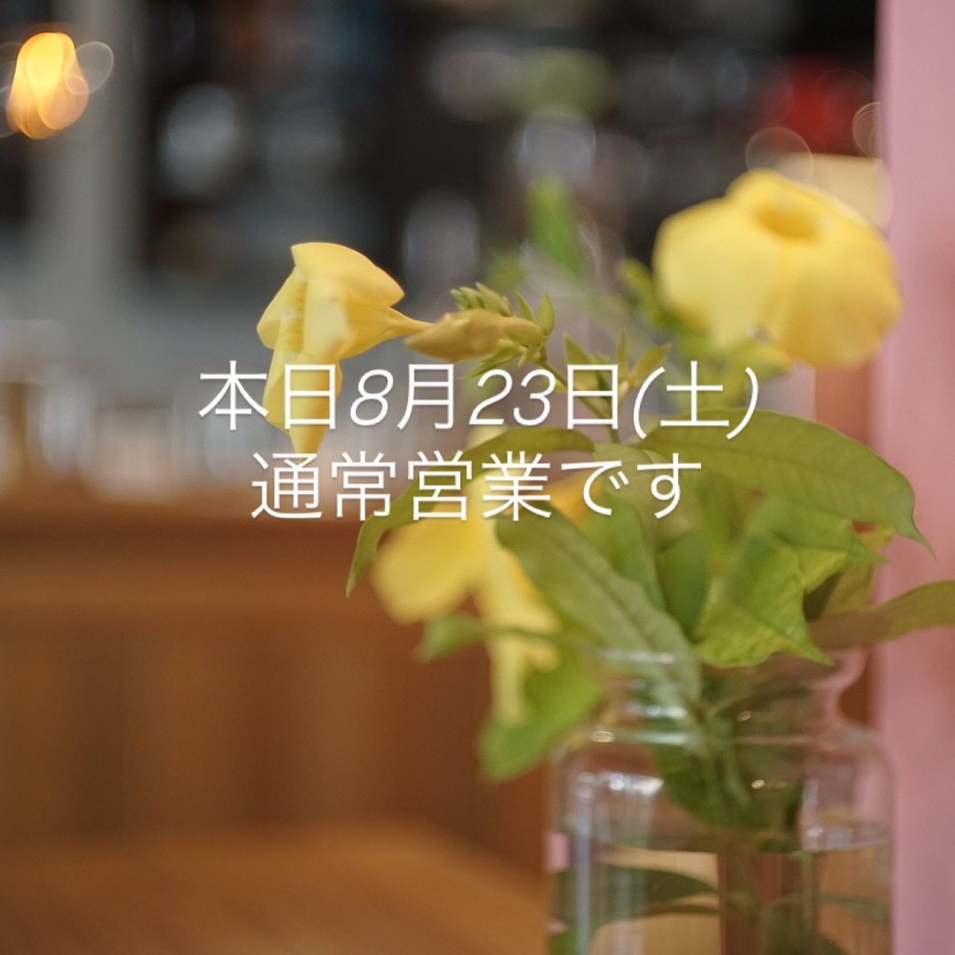 本日8月23日(土)通常営業です。