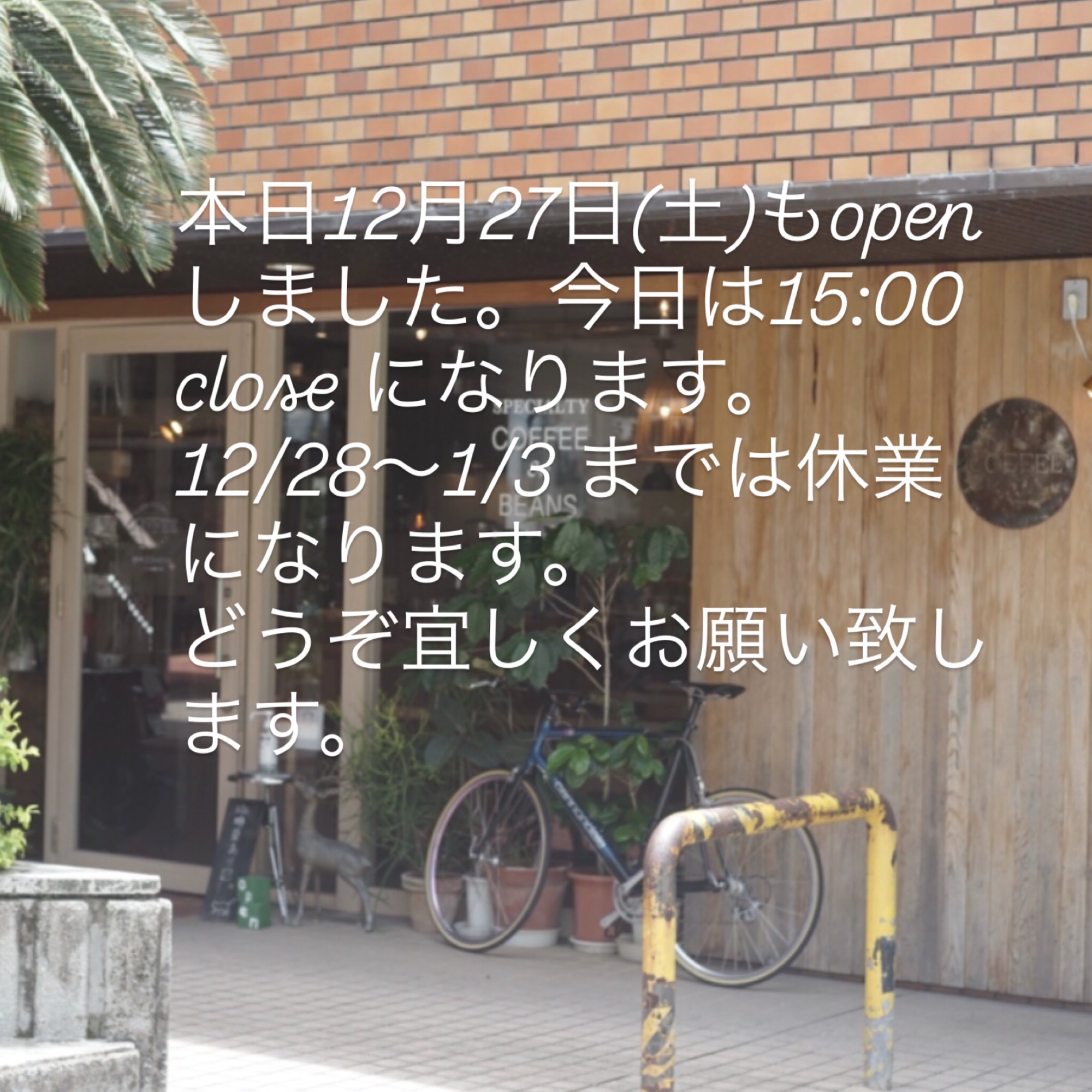 本日12月27日(土)もopenしました。